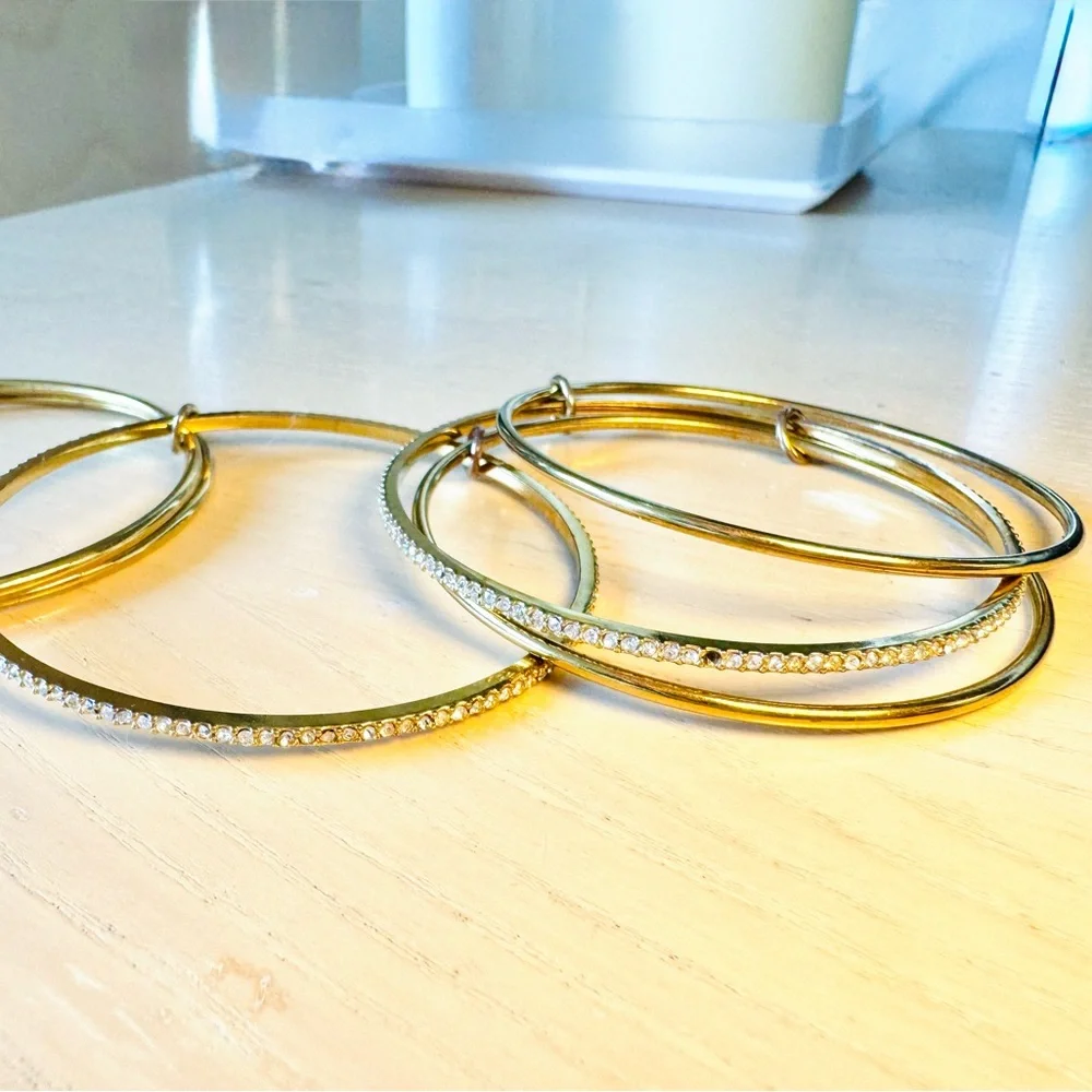 Kate Spade Gold and White Crystal Stacked Bangle Bracelet - Picture 5 of 5